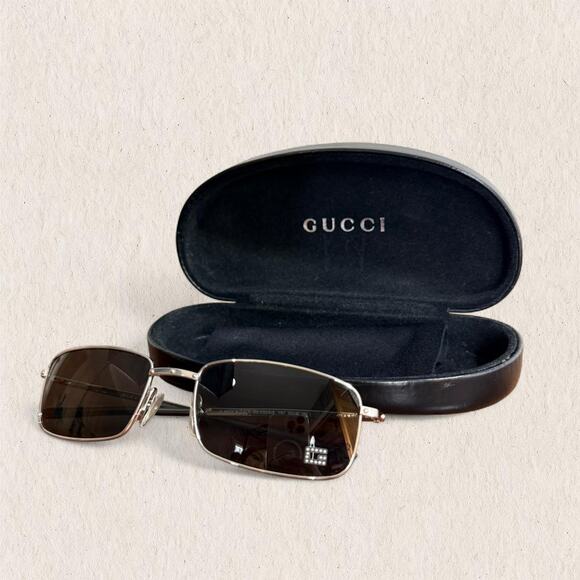 Gucci GG1753/N/S Y2K 2000s Rectangular Silver Sunglasses with Case 55-18-130 - Picture 1 of 8